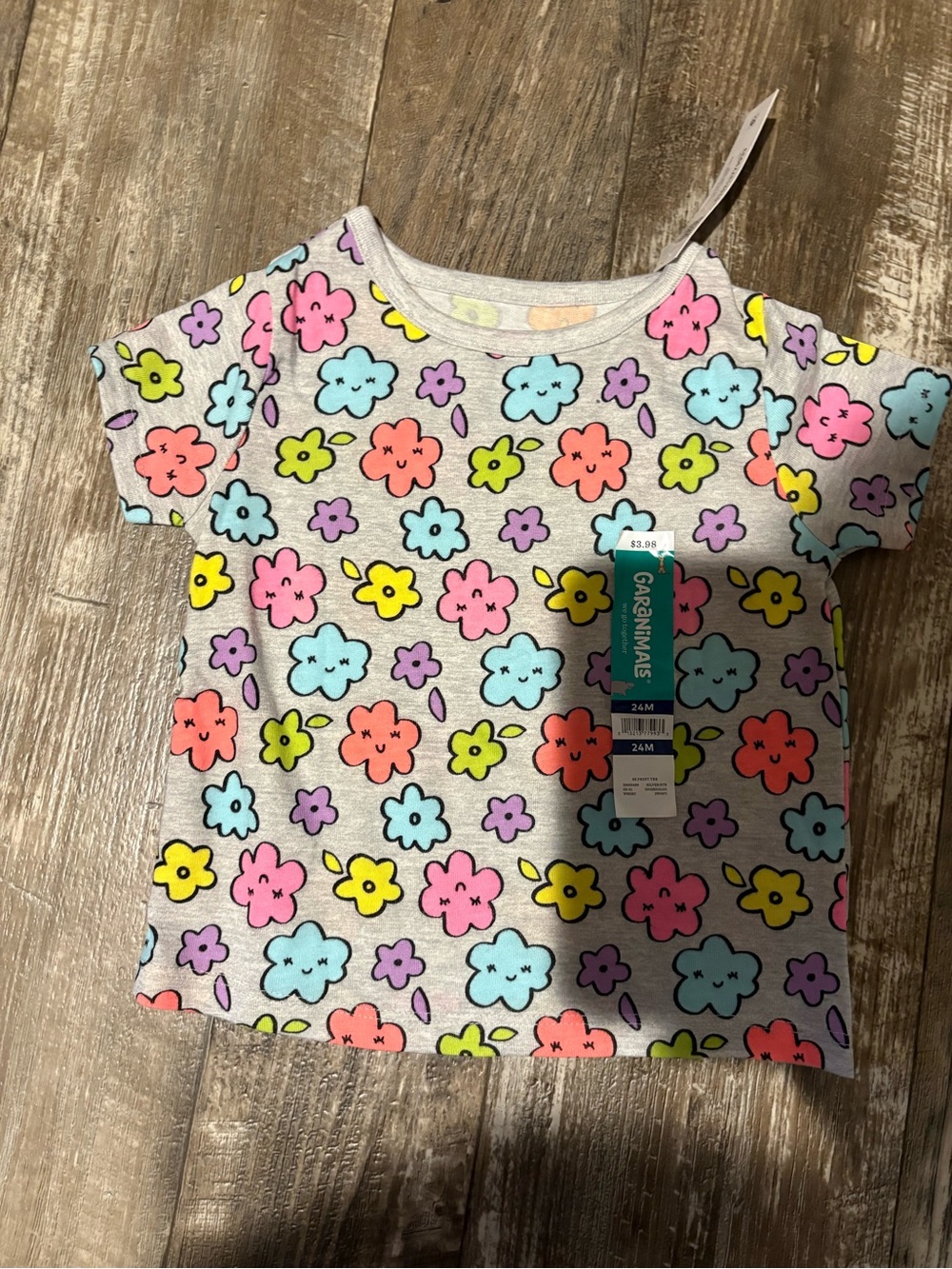 Garanimals Gray with Neon Smiling Smile Flower Print Baby Girl Size 24M! NWT!